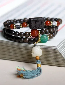 Traditional Chinese medicinal agarwood multi-loop bracelet, Yujianer hand charm, Bodhi root nine-tailed fox bracelet, women's je - Aliexpress - FashionsVida