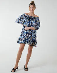 Womens Sheared Neck Bardot Dress - Size Small