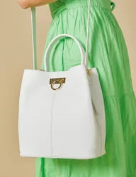 Leather Shoulder Bag White female