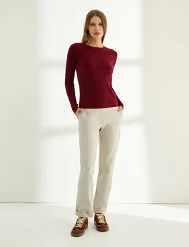 Jersey de mujer entallado cuello redondo - Paz Torras - FashionsVida