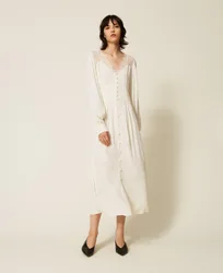 Robe longue jacquard avec dentelle