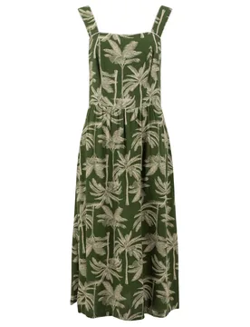 Weird Fish Tatum Printed Square Neck Midi Dress Size 8 - holiday-shop holiday-shop womens-summer-shop new-arrivals women women all-womens women dresse - Ginko Green - FashionsVida