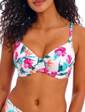 Womens Palm Paradise Plunge Bikini Top - White Polyamide - Size 32d - Freya - FashionsVida