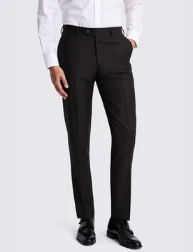 Tailored Fit Twill Trousers with Wool Black male - MOSS - FashionsVida