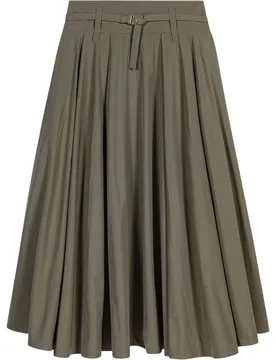 Falda midi plisada de talle alto de algodón - Maje - FashionsVida