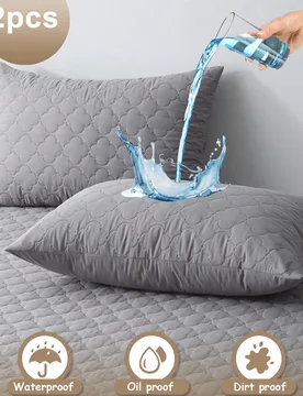 Piezas Funda de almohada 100% impermeable a prueba de suciedad y aceite acolchada con cremallera, suave y transpirable, protector de almohada, sin olo - Shein - FashionsVida