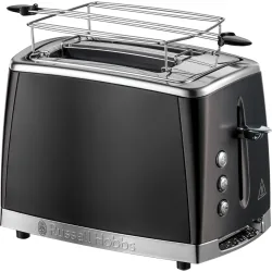 Tostador Matte Black 2 ranuras cortas y detalles de acero inoxidable mate
