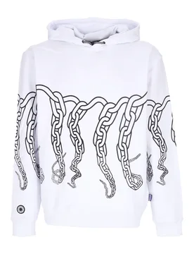 Felpa Leggera Cappuccio Uomo Chain Hoodie White - Octopus - FashionsVida