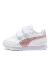 Sneakers bianche con glitter rosa e doppio strappo ST Runner v4 SL GlitterV Inf 24