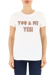 T-shirt con strass BIANCO UNI