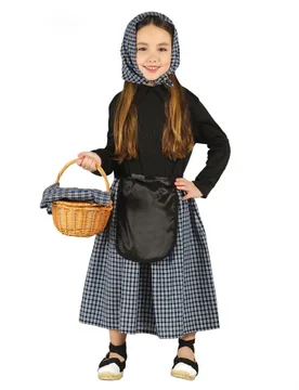 Kastanien-Verkäuferin-Kostüm für Kinder Marktfrau-Kostüm schwarz-weiss - GUIRMA - FashionsVida