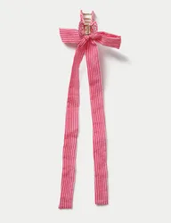 Pink and Red Stripe Wrapped Bow Claw Pink Female