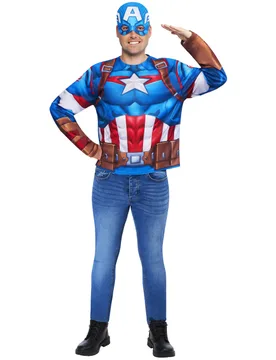Captain America Set aus Oberteil und Maske für Erwachsene - RUBIES FRANCE - FashionsVida