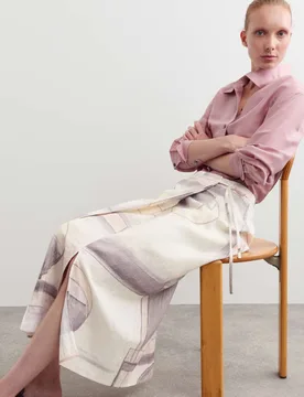 Watercolour Abstract Midi Wrap Skirt Lilac Mix female - Jaeger - FashionsVida