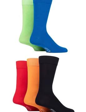 Mens 5 Pair SOCKSHOP Wildfeet Plain Bamboo Socks Blue / Lime / Black / Orange / Red 7-11 Mens - Assorted - Size: 7-11 Mens - Wild Feet - FashionsVida