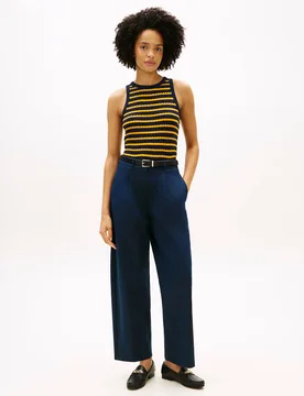 Cotton Rich Straight Leg Ankle Grazer Chinos Navy female - Tommy hilfiger - FashionsVida