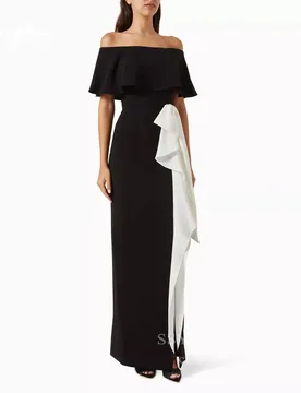 SSYTENS Elegant Women Evening Dresses Simple Black Mermaid Party Dress Ruffles Sexy Off Shoulder Customized Vestidos De Fiesta - Aliexpress - FashionsVida