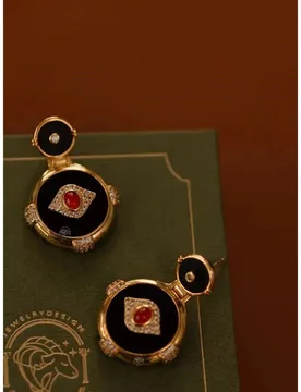 K Gold Filled Black Agate Ruby Eye Ear Drop Earring Agate Evil Eye Pendant Necklace Vintage Designer Lucky Egypt Jewelry Set - Aliexpress - FashionsVida