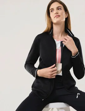 Extraglatt Freizeitjacke, #normale Größen, Farbe Schwarz, 48, plattiert gearbeitet weicher Baumwollmix Damen - Walbusch - FashionsVida