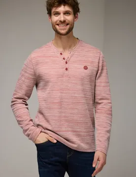 Street One Henleyshirt im Melange-Look male Rot - Street One MEN - FashionsVida