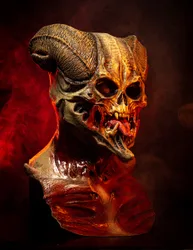 Teuflische Skelett Halloween Maske weiss-braun-rot