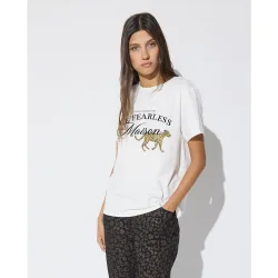 Camiseta de mujer cuello caja con gráfico posicionado maison