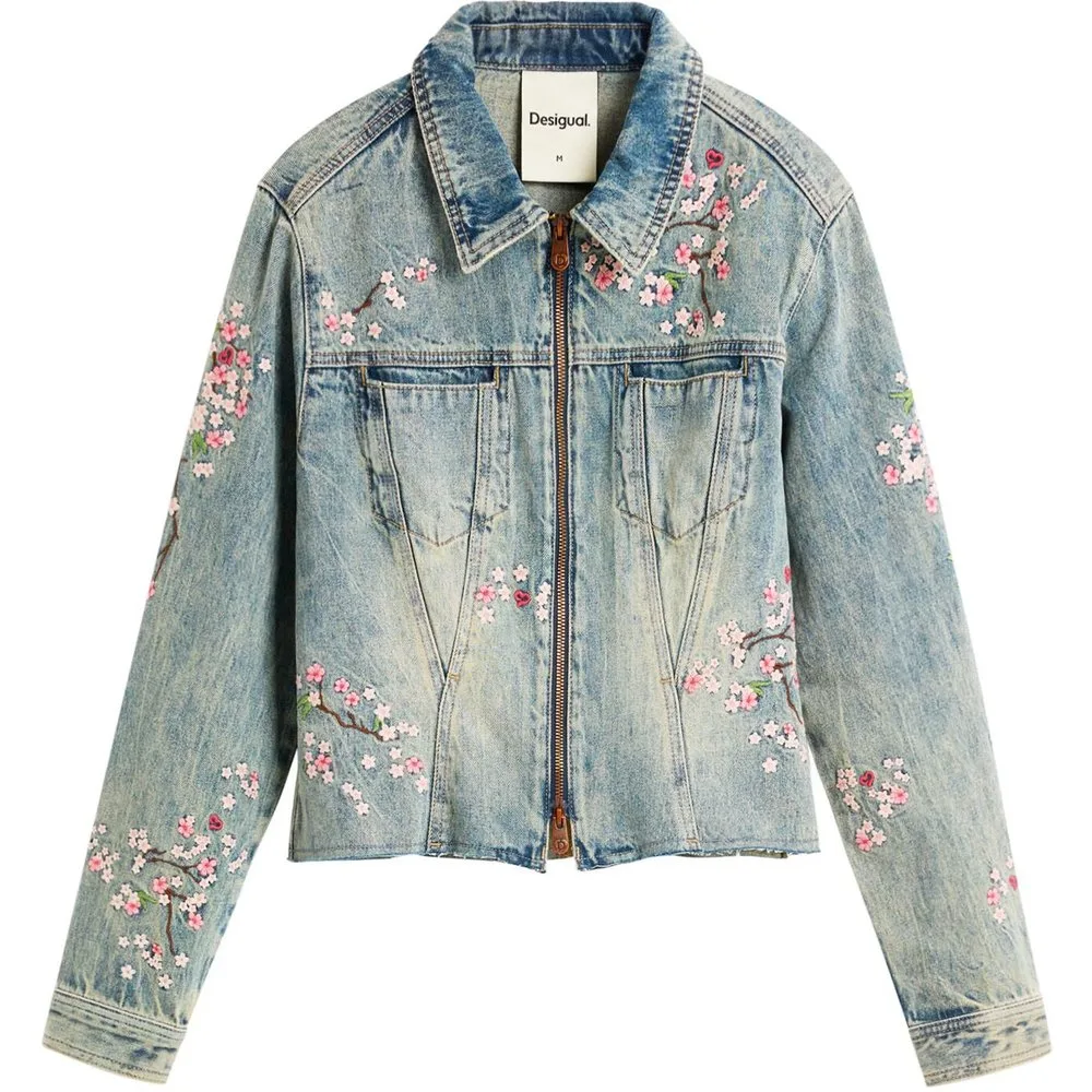Chaqueta de mujer denim bordada - Desigual - FashionsVida