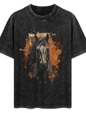 An American Horse - Street Art Vintage Distressed Country T-Shirt Simple Casual Short Sleeve Cotton T-Shirt - Aliexpress - FashionsVida