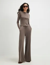 Fitted Button Through Top Brown female