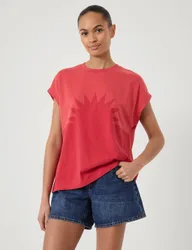 Pure Cotton Sunburst Graphic T-Shirt Red Mix female