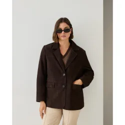 Blazer de mujer solapa piel ante