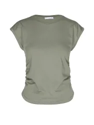 Yogashirt da donna con arricciatura laterale oliva S