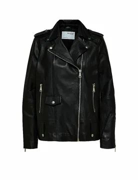 Veste en cuir SLFMADISON noir 34 - Selected Femme - FashionsVida