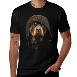 Hooded rottweiler T-Shirt Basic Breathable Solid Color T-Shirt