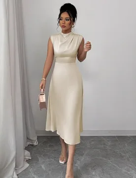 Summer Women's New Satin Skirt Women's Pleated Satin Mid-Length A-Line Dress with Comfortable Design - Aliexpress - FashionsVida