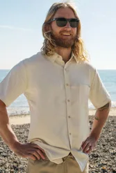 Men's Linen Short Sleeve Shirt - - Size: S