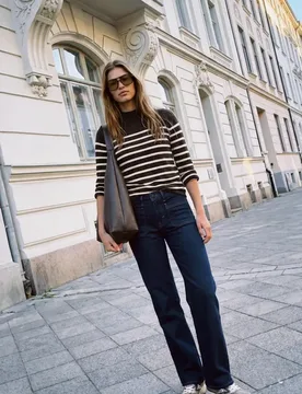Street One Pullover mit Turtle Neck und Streifen female Braun - Street One Studio - FashionsVida