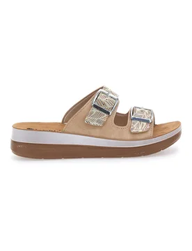 Ciabatte beige con fantasia e doppia fibbia 19 TF da donna Pittarello 38 - Inblu - FashionsVida