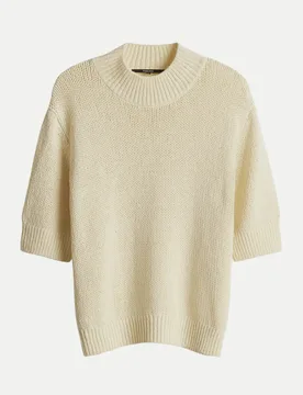 Kurzarm-Strickpullover Tavery Beige 38 - someday - FashionsVida