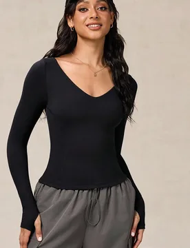 Top de gimnasio para mujer, camiseta negra sólida de yoga y fitness, casual de verano y primavera, de secado rápido, con control de abdomen, de mang - Shein - FashionsVida