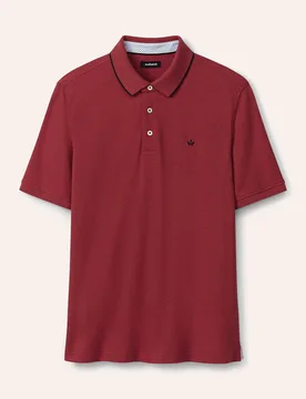 Melange Polo, normale Größen, Farbe Rot, 54, atmungsaktive Baumwolle reine Naturfaser Herren - Walbusch - FashionsVida