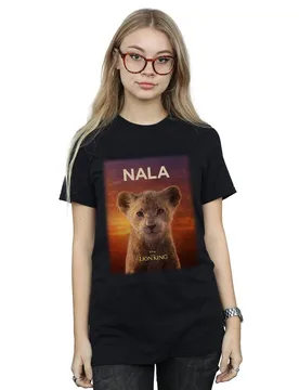 Women's The Lion King Movie Nala Poster Cotton Boyfriend T-Shirt in Black Size: XL - Black - Size: XL - Disney - FashionsVida