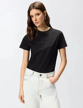 START T-SHIRT JERSEY PATCH RICAMO FW25 - PINKO - FashionsVida