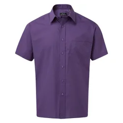 Mens Short Sleeve Poplin Shirt (Purple) - Size 22 Inch