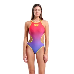 One Shaded Print Tech Back Swimsuit Bright Coral 40 Women