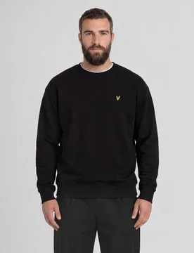 Men's Cotton Crew Neck Sweatshirt in Jet Black - Lyle & Scott - FashionsVida