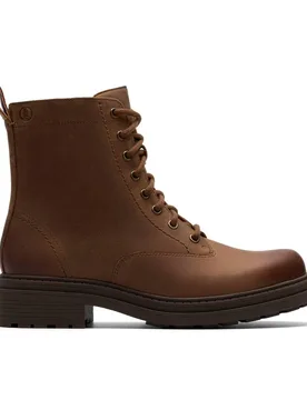 Women's Orinoco 3 Style Walnut Leather Ankle Boots, Lace Up in Brown Size: 5-Standard Fit - Brown - Size: 5-Standard Fit - Clarks - FashionsVida