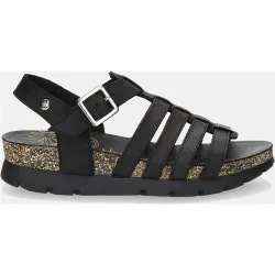 Sandalias plana de mujer en piel con forro de piel
