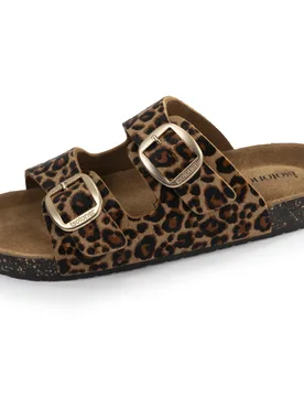 Mules Sandales Double Bride cuir Léopard léopard 39 - Isotoner - FashionsVida