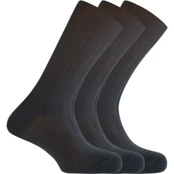 Pack de 3 pares de calcetines en algodón mercerizado de hombre cortos en canalé en color gris